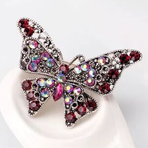 Vintage antique silver color purple diamond brooch